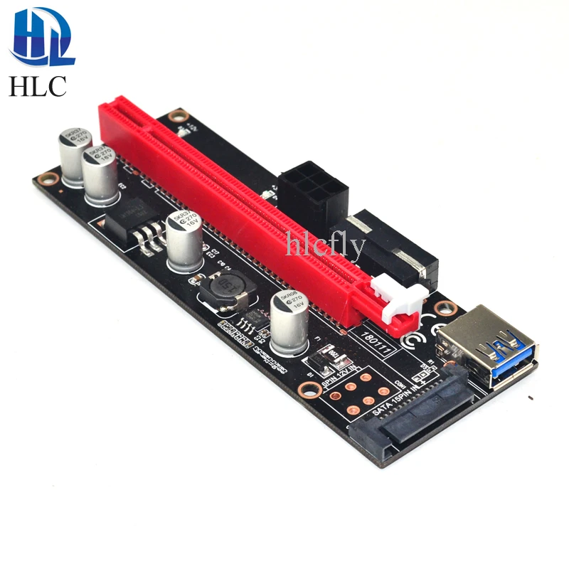 Hlcfly 50 шт. Ver009S PCIe pci e PCI Express Riser Card 1X 4x 8x 16x Кабель USB 3.0 15 Булавки SATA питание для БТД