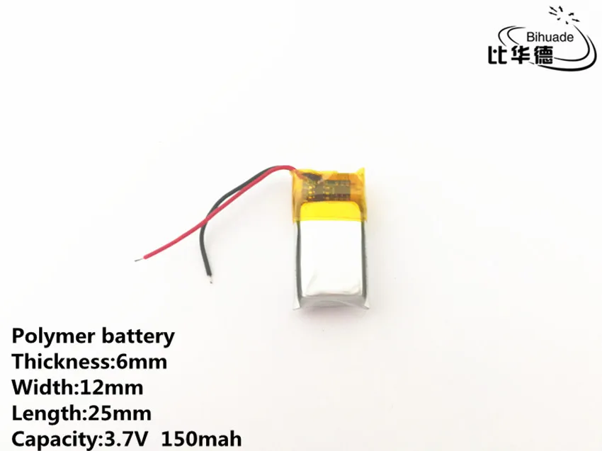 3,7 в, 150 мАч, 601225 полимерный литий-ионный/литий-ионный аккумулятор для игрушек, банка питания, gps, mp3, mp4