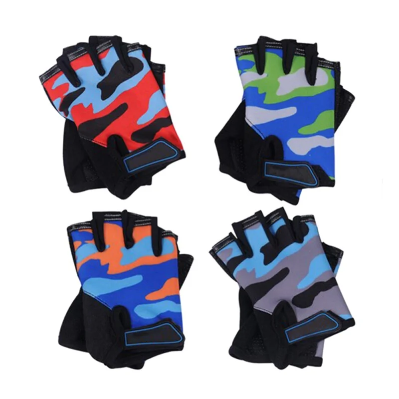 

Children Cycling Half Finger Gloves Washable Breathable High Elastic Non-slip Bycicle Bike Gloves Riding Equipment 4 Colors