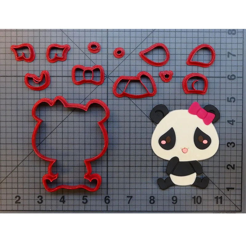 

Cute Baby Panda Cookie Cutter Fondant Cupcake Molds Made 3D Printed Cookie Cake Decorating Tools cortadores de fondant