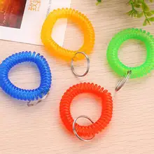 500PCS Stretchable Spiral Wrist Coil Key Tags Plastic Spring Hand Ring Garment Tag