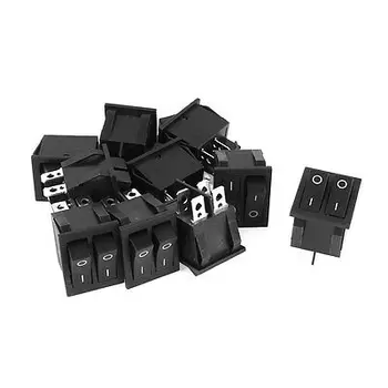 

AC 250V 15A 125V 20A 4Pin Dual SPST ON/OFF 2-Position Rocker Switch Black 10 Pcs KCD8-212N