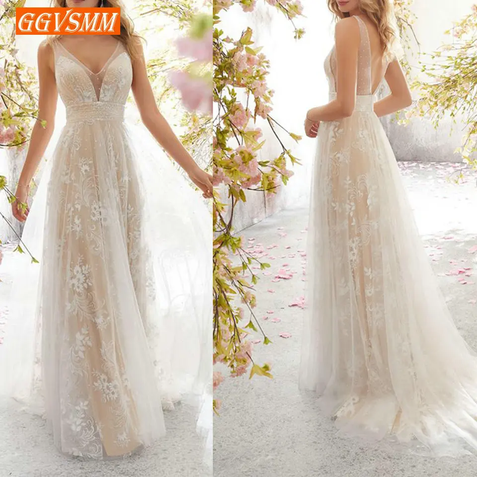 

Elegant Boho Lace Party Long Dress Evening 2019 Banquet Formal Dresses Women V-Neck Sleeveless Sexy Backless Maxi Evening Gown