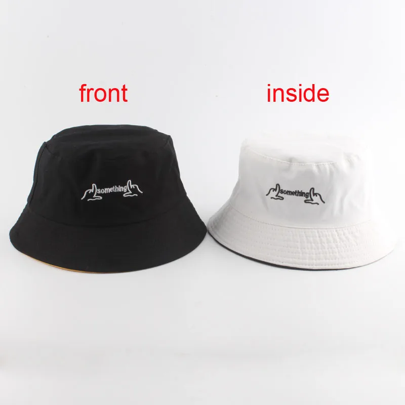 Letters Embroidery Reversible Bucket Hats For Men Women Japan and Korea Streetwear Harajuku Cap Ladies Summer Boonie Hat