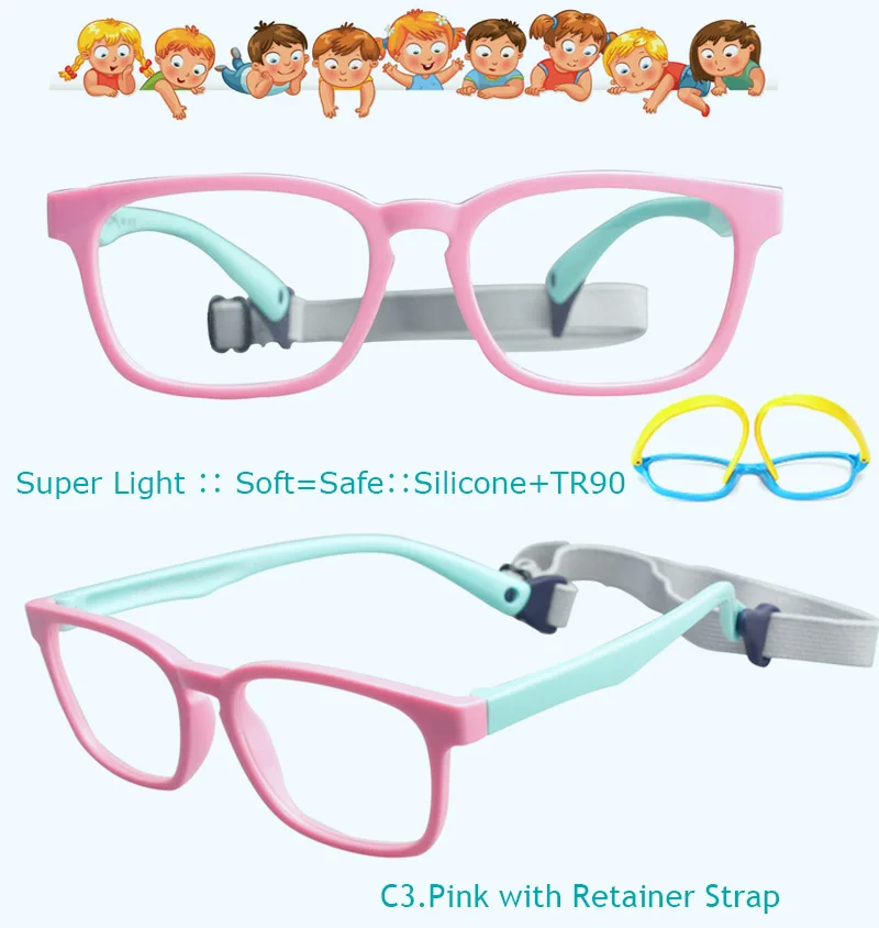IVSTA с ремешком 46-16 детские очки компьютер анти синий светильник гибкий резиновый TR90 силиконовые девушки оптические оправы рецепт