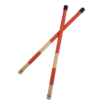 

SYDS-1 Pair 40CM Bamboo Rod Drum Brushes Sticks for Jazz Folk Music (Red)