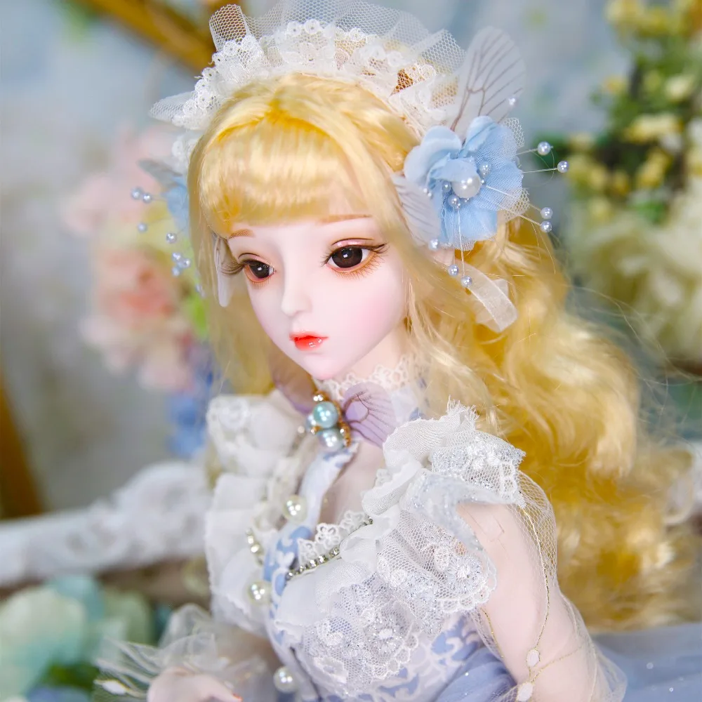 

1/3 bjd doll 62cm joint body doll white skin blonde golden hair dress shoes headdress, AI YoSD MSD SD Kit Toy Baby Gift DC Lati