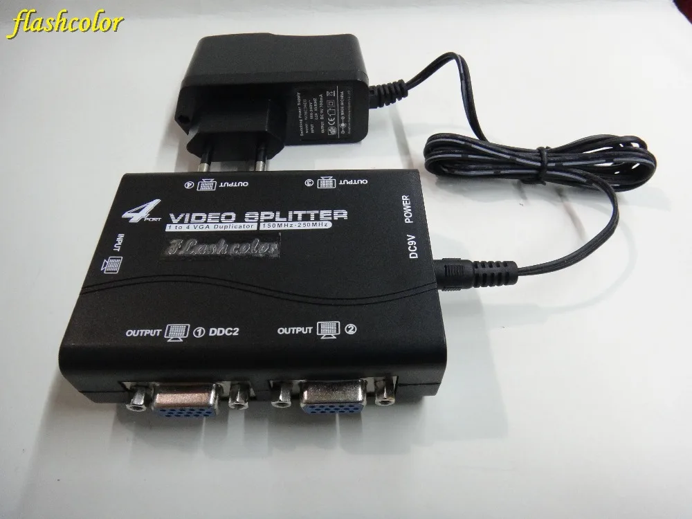 Flashcolor 1-4 порта s VGA Видео разветвитель 1-в-4-выход 1920 мГц устройство 250*1440 4 порта VGA монитор разветвитель адаптер 1x4
