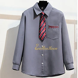 T-shirt and tie Рубашка в студенческом стиле, юбка, студенческий костюм, Женская мода, весна-лето, милый свитер для девочек, милый комбинезон униформа в стиле Лолиты - Цвет: T-shirt and tie