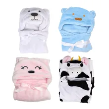 Baby Bath Towel Animal Shape Flannel Cartoon Hooded Bath Towel Babies Blanket Kids Hooded Bathrobe Toddler Baby Bath Towel