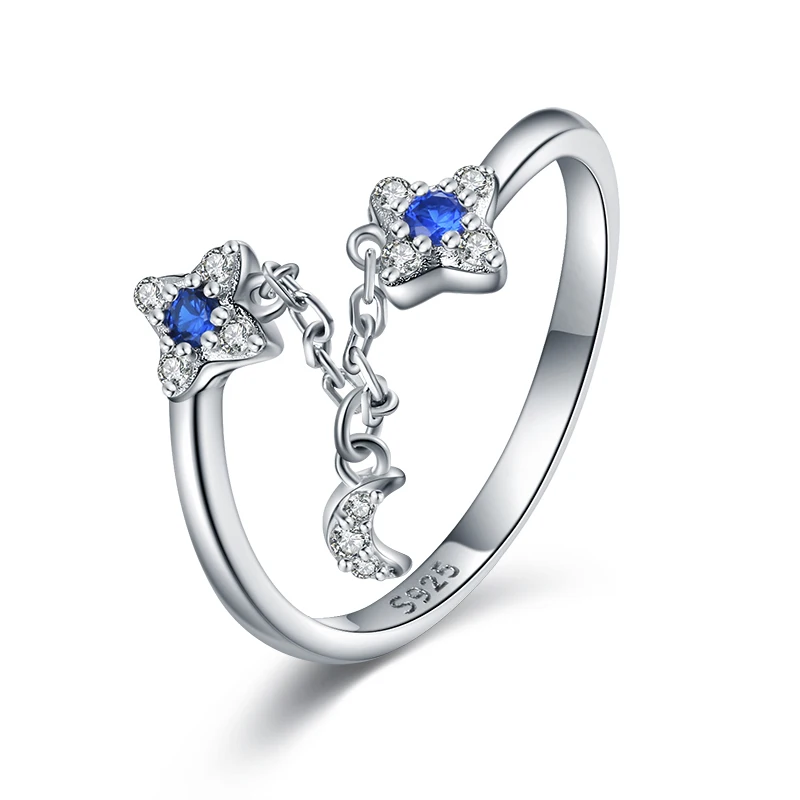 Ladies 925 Sterling Silver Sparkling Crystal Rings Wedding Engagement Rings