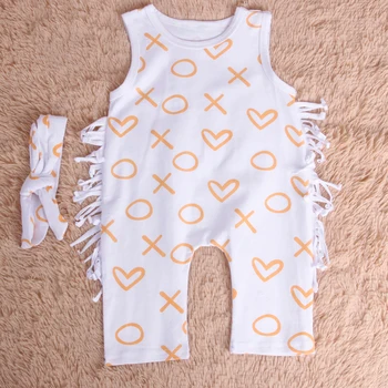 

Summer Newborn Baby Girls Clothes Tassel Sleeveless 0-24M Jumpsuit Romper Cotton Clothes 2PCS Outfits Children Clothing Set