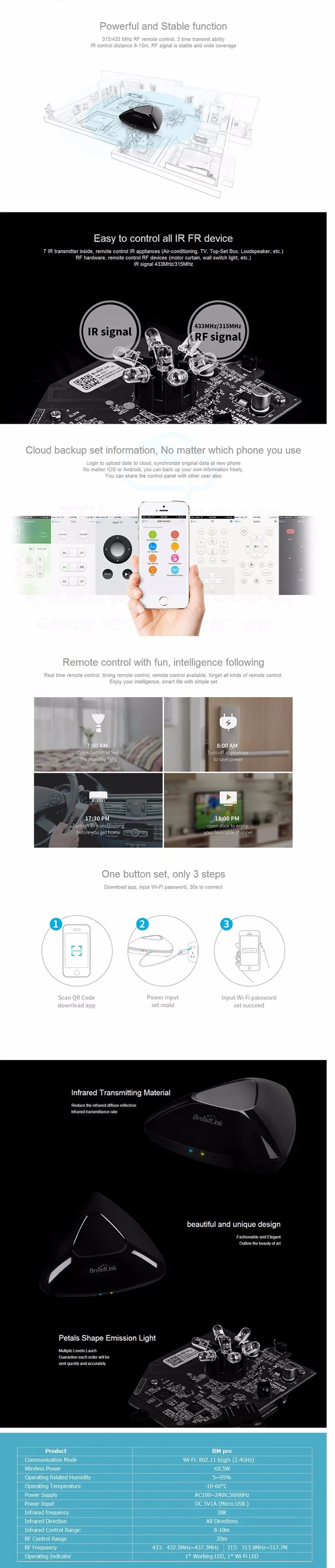 Broadlink RM2 RM PRO Smart Home Appliance Controller WiFi to IR RF Transmitter Smart Universal Remote Control with iOS & Android a