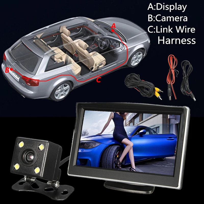 HD LCD универсальный автомобильный монитор 5 дюймов TFT дисплей