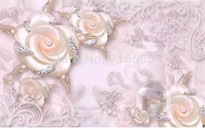 Пользовательские фото обои для стен 3D розовый цветок ювелирные изделия жемчуг Настенная роспись Гостиная Спальня ТВ фон обои домашний декор
