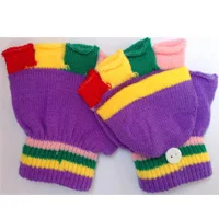 Новые зимние теплые разноцветные варежки, детские перчатки, теплые вязаные детские перчатки без пальцев для мальчиков и девочек, От 1 до 4 лет - Цвет: purple
