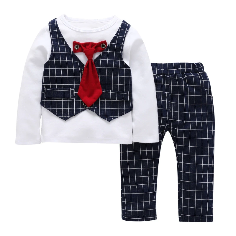 New Autumn Baby Gentleman Suit Baby Boy 3pcs Clothing Set vest+ Long-sleeves shirt+ Long Pant +Tie New Dress suit