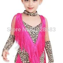 Новое поступление Горячая Розовый и красный цвет с леопардовым принтом, украшенные стразами, с бахромой, танцевальное платье для девочек световая маска костюмы платье для детей бальное платье для девочек с бахромой