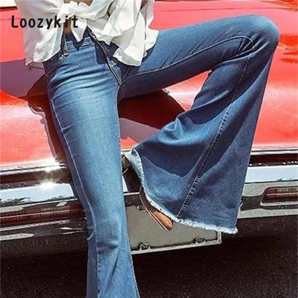 

LOOZYKIT 4XL Big Size Jeans Casual High Waist Pencil Pants Slim Women's Denim Trousers Wide Leg vaqueros mujer