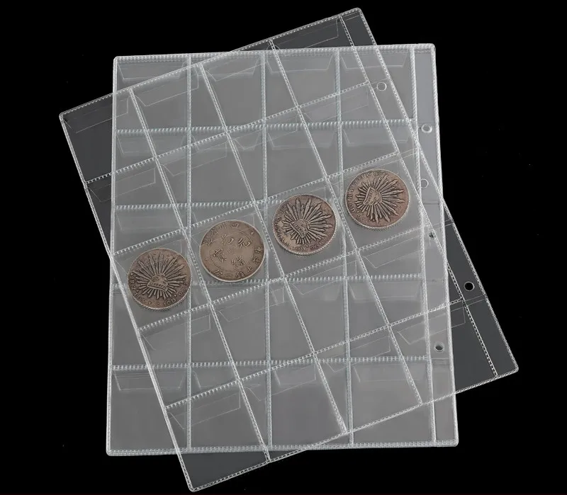 20pcs Plastic Pockets Classic Coin Holders Sheets for Storage