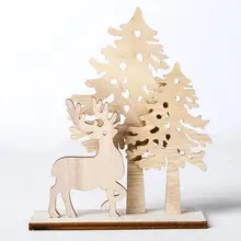 Деревянная Рождественская елка Лось креативные рождественские украшения для дома «сделай сам» Ремесло Украшение для гостиной настольные столы