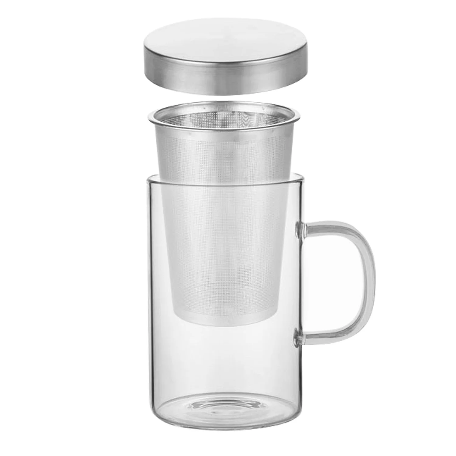 Behogar, 500 мл, прозрачное стекло, термостойкая чашка для заваривания чая, воды, сока, кофе, цветов, кружки с крышками, ситечко