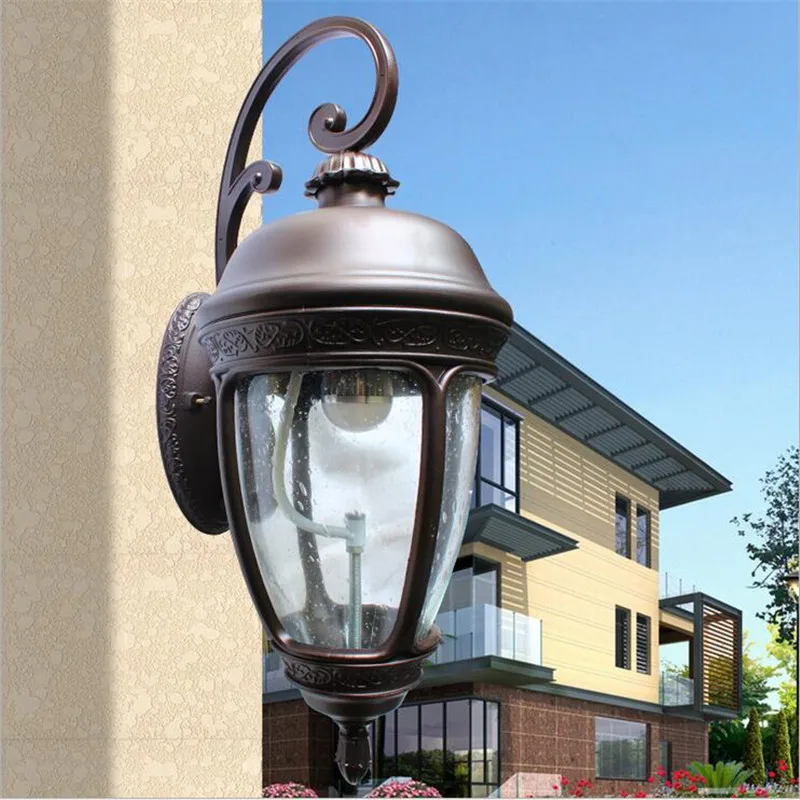 High End Cottage Zuidoost-azi Ë Waterdichte H 62 cm Ijzer Glas E27 Outdoor Wandlamp voor Tuin Balkon Straat Veranda Licht 1436