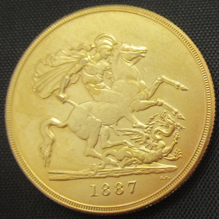 

England UK 1887 One Crown Queen Victoria Real Gold Plated Coins Copy
