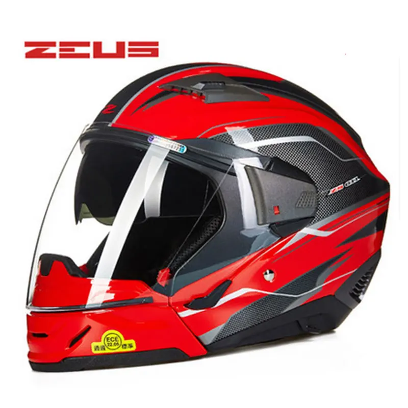 ZEUS 611E шлем для мотоцикла с открытым лицом, защитное снаряжение для мотокросса, внутренний и внешний солнцезащитный козырек, модульный шлем