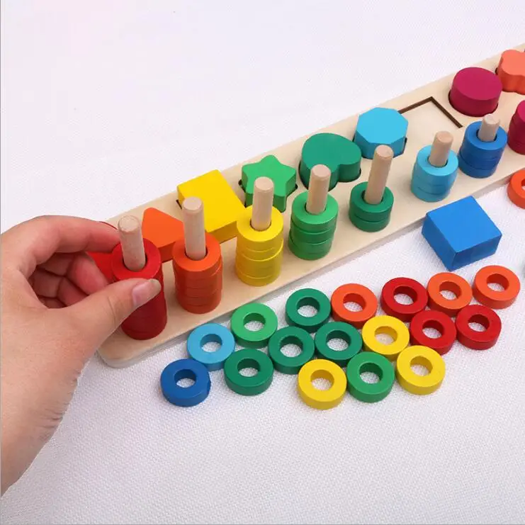 Early Education Teaching Aids Kindergarten Mathematics Logarithmic Learning Board Rainbow Circle Digital Toys for Children