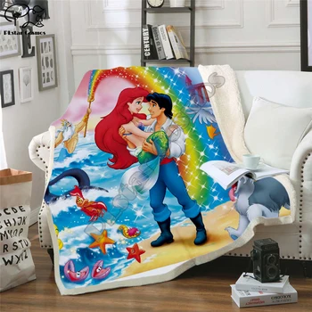 

Plstar Cosmos Cartoon Mermaid funny character Blanket 3D print Sherpa Blanket on Bed Home Textiles Dreamlike style-3