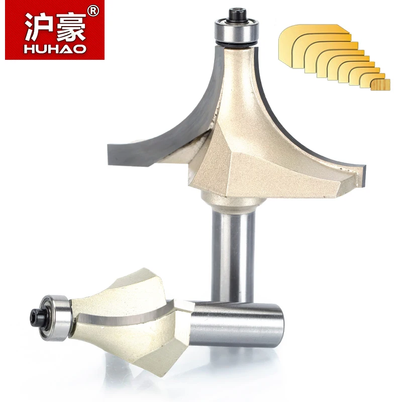  HUHAO 1pcs Round-Over Router Bits for wood Woodworking Tool 2 flute endmill with bearing milling cu