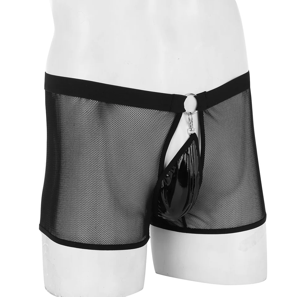 YiZYiF Mens Fishnet See Through Drawstring Boxer Shorts Breathable Lounge Trunks Briefs Underwear