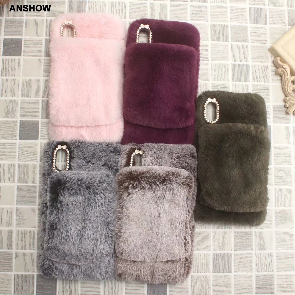 

Warm Fur Soft TPU Case For iPhone XR XS MAX X 10 8 7 6 6S Plus Fashion Hair Plush Velvet Diamond Rabbit Fur Fluffy 40PCS