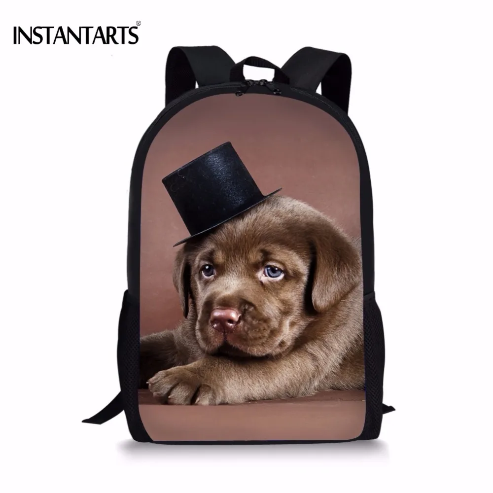 INSTANTARTS Kawaii 3D Dog Labrador Retriever Print Girls Boys School Bags Middle Students Shoolbag for Teen Kids Backpack | Багаж и сумки