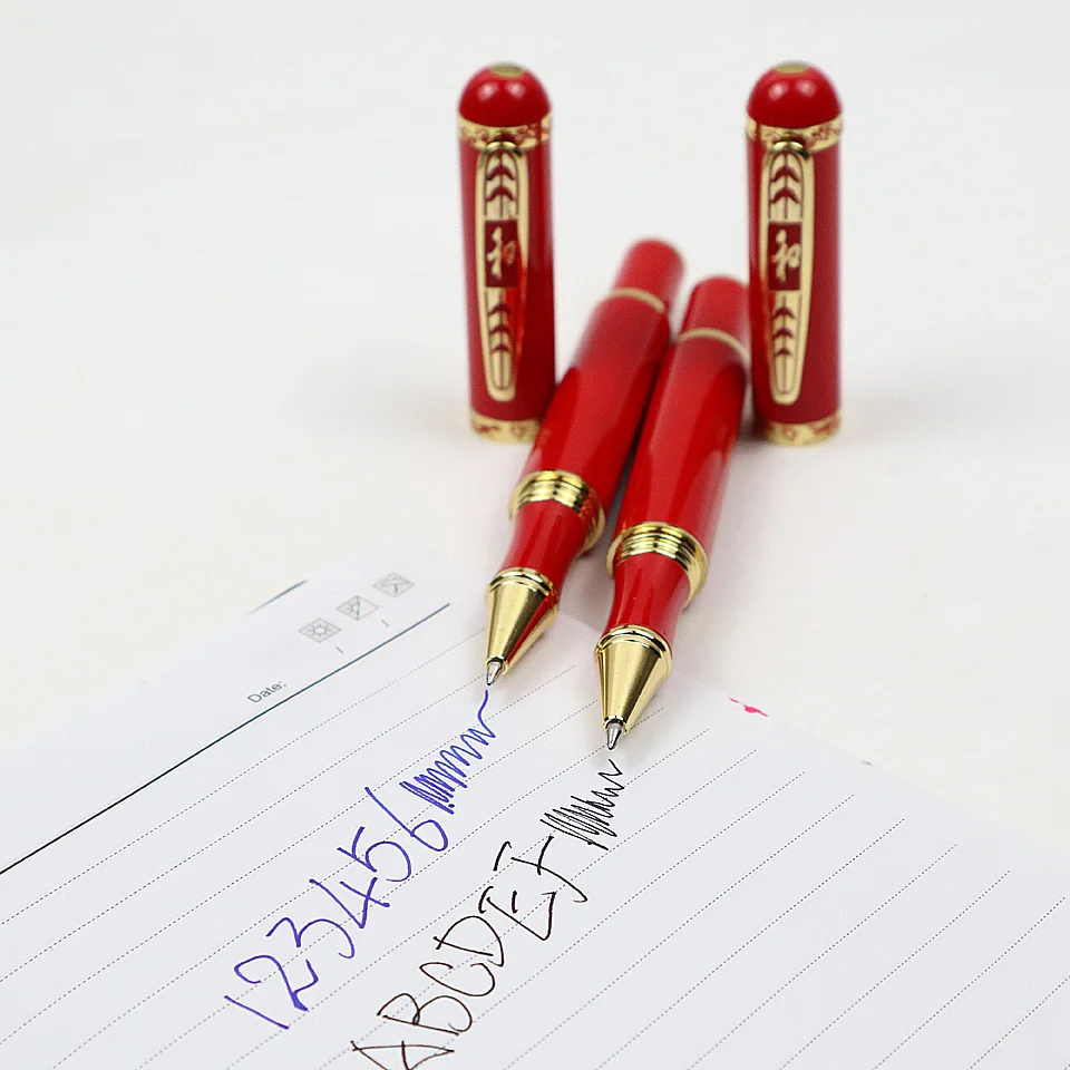 Высококачественная металлическая шариковая ручка 0,5 мм с синими/черными чернилами, роскошная Китайская Красная Шариковая ручка для бизнес письма, офиса, школы