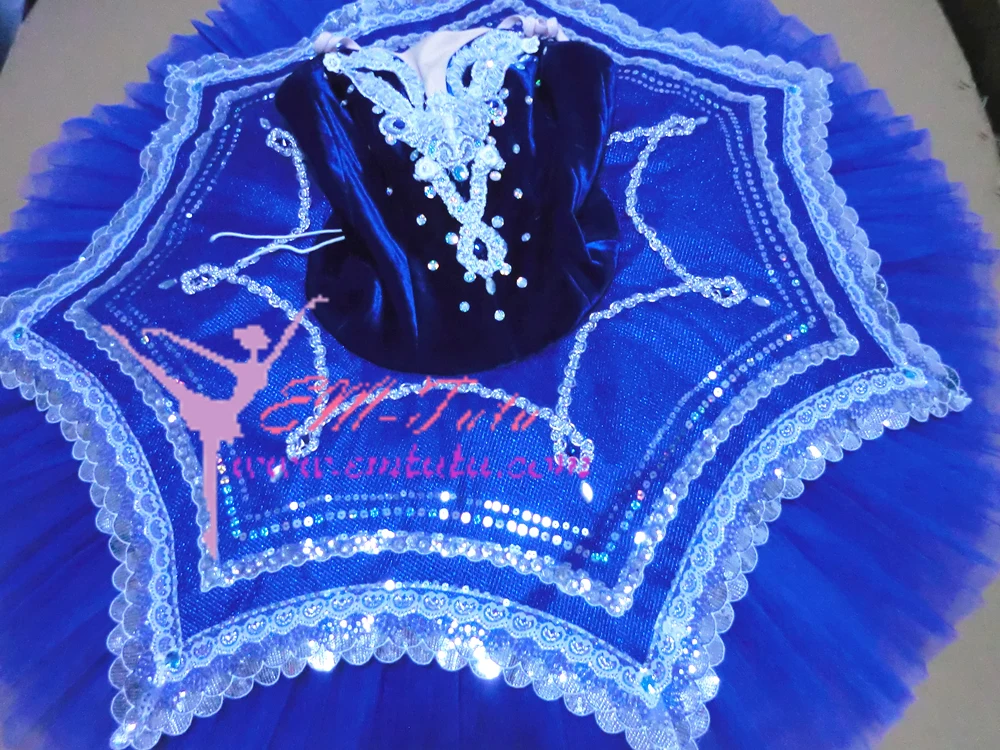 Adult Professional Ballet Tutus Blue Silver Blue Bird pancake platter performance recital concert Ballet Tutu Costume for Women