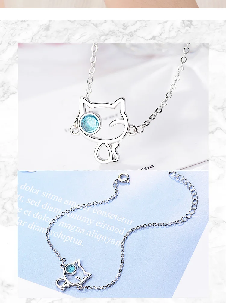 XIYANIKE 925 пробы серебро простые очаровательные корейский стиль милый кот браслет для Для женщин украшения на свадьбу, годовщину подарки