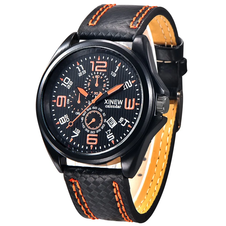 Дешевые часы для мужчин s кожаный ремешок спортивные часы для мужчин люксовый бренд Дата кварцевые наручные часы для мужчин бизнес часы Erkek Saat