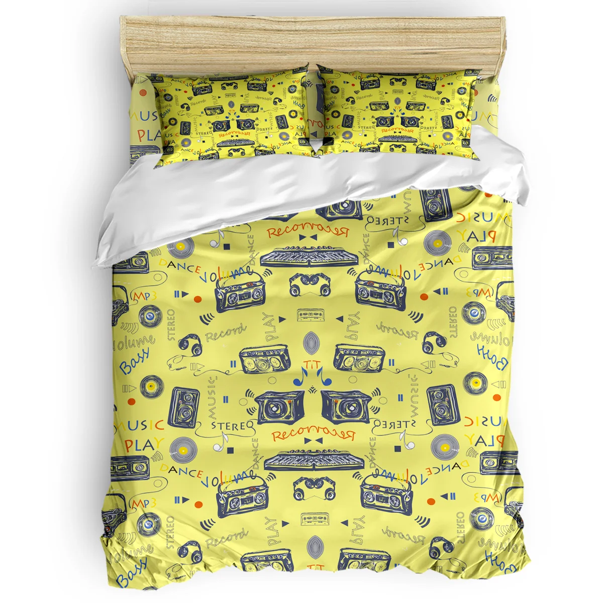 

Rock Music Doodling Comforter Cover Set 4 Piece Bedding Sets Bedding Sets Quilted Duvet Set Easter Sunday Mother's Day Living