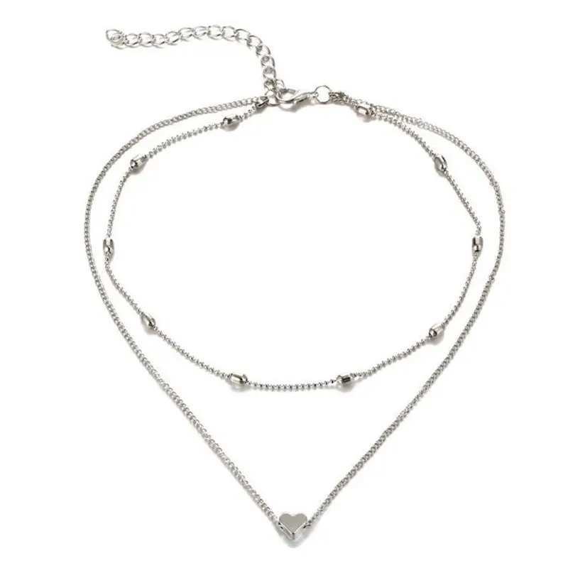 n283silver ZCHLGR, колье, ожерелье для женщин, золотая, серебряная цепочка, ожерелье в виде сердца, подвеска на шею, богемное колье, ювелирное изделие - Окраска металла: n283silver