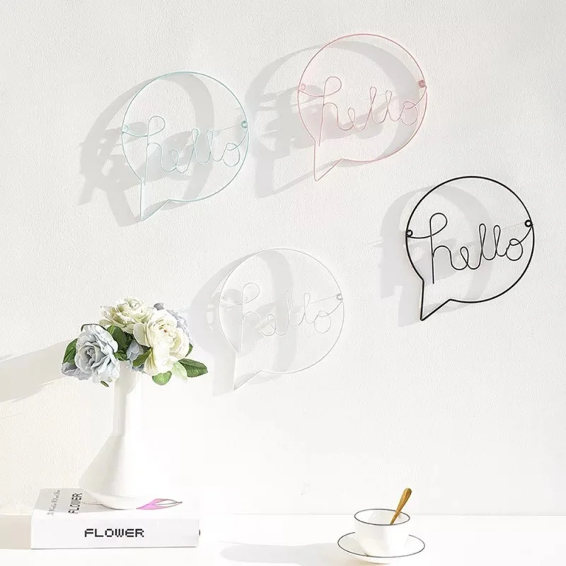 

Nordic Style Iron Hello letters Wall Sticker for Kid Room Hanging Decorations Hallway Sign Welcome Sign Wall Art Wall Hanging