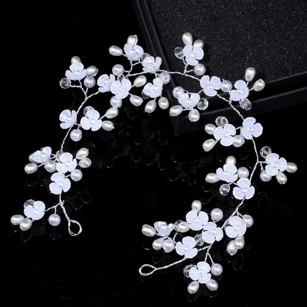 

Luxury Crystal Flower Imitation Pearls Headbands Wedding Accessories Hairband for Bride Tiara Bridal Hair Jewelry Handmade WX012