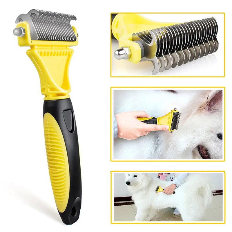 

Double Side Pet Fur Dog Brush Dematting Matbreaker Cat Grooming Deshedding Trimmer Tool Dog Comb Pet Brush Rake