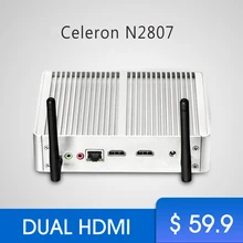 Cheapest Fanless Mini PC Windows PC Celeron N2807 Dual HDMI Windows 7 Mini Computer WIFI USB mimipc office software