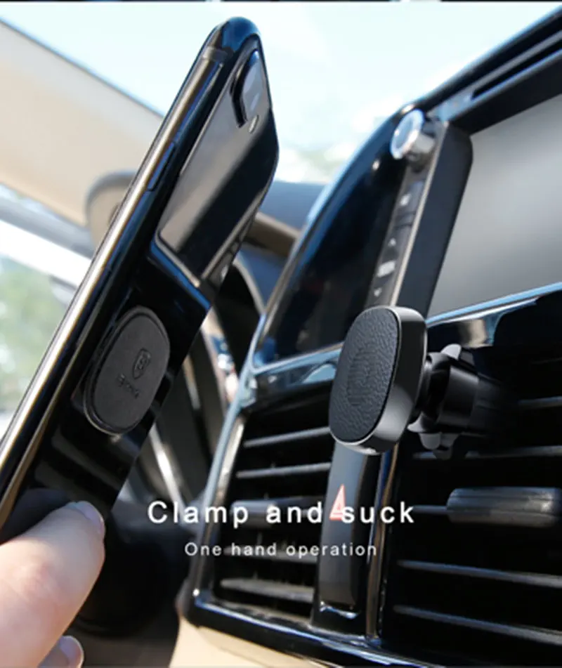 Baseus кожаный автомобильный держатель, универсальный магнитный держатель для мобильного телефона, подставка для iPhone X 8 7, магнитный автомобильный держатель для телефона
