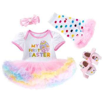 

Baby Girl Easter Clothing Infant Toddler 0-2Yrs Birthday Party Costume 4pcs For 2020 New Girls Cartoon Tutu Dress Sets