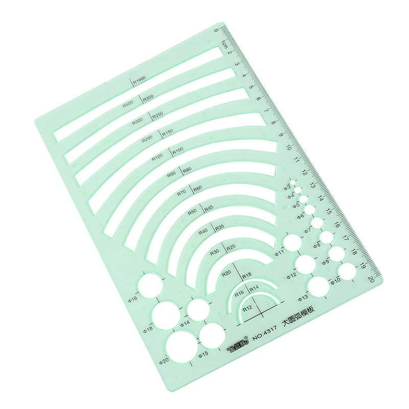 Plastic Students Green Rectangle Shape Drawing Circle Template Geometric Ruler