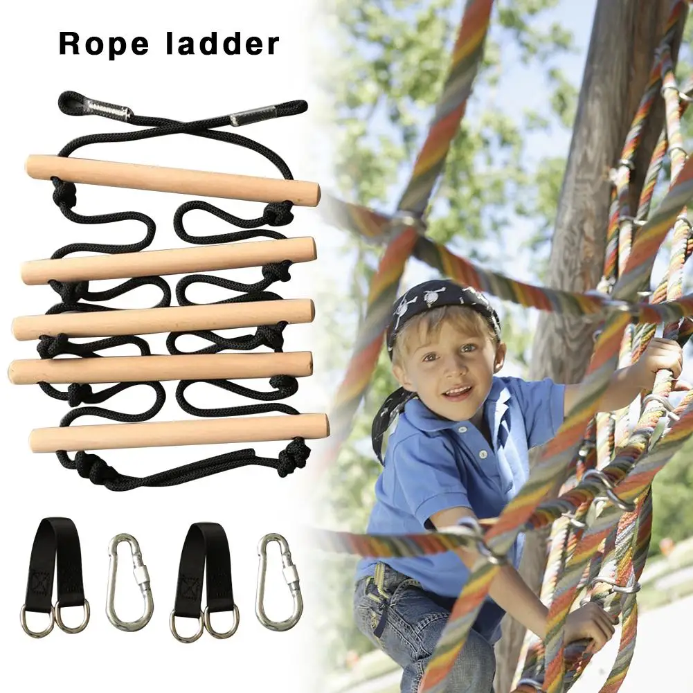 

5 Wooden Rungs Climbing Rope Ladder Swing Fun Toy Active Outdoor Climbing Ladder Play Equipment For Kids High Quality