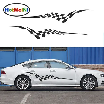 

HotMeiNi 2 X Sporty Racing Checkered Flag Flutter Streamlined JDM Styling Accessories Car Sticker Stripe Vinyl Decal 13 Color